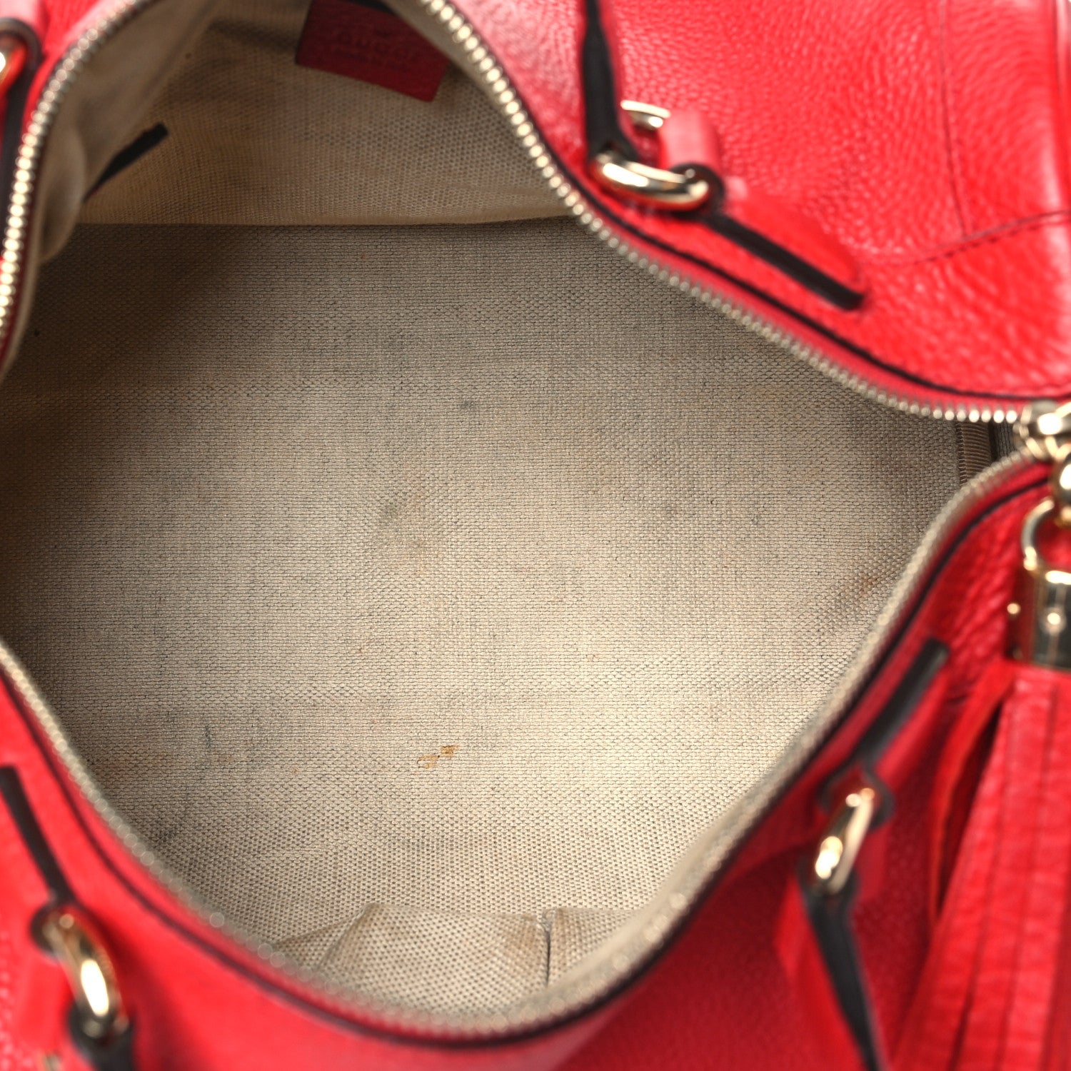 Gucci Pebbled Calfskin Medium Soho Boston Red 5 of 11