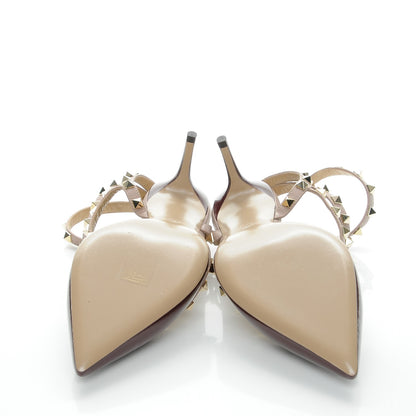 Valentino Garavani Patent Rockstud Ankle Strap Low Heel Pumps 40.5 Rubin Poudre 5 of 8
