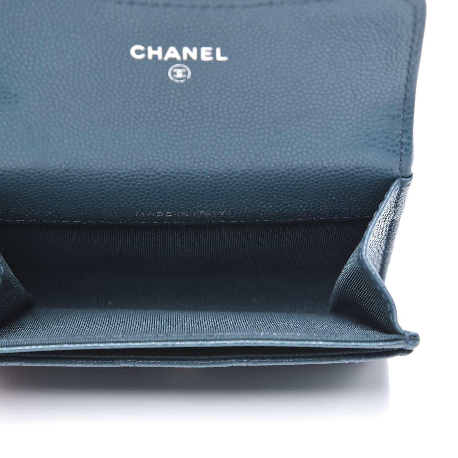 Chanel Caviar Quilted Flap Card Holder Wallet Dark Turquoise 4 of 10