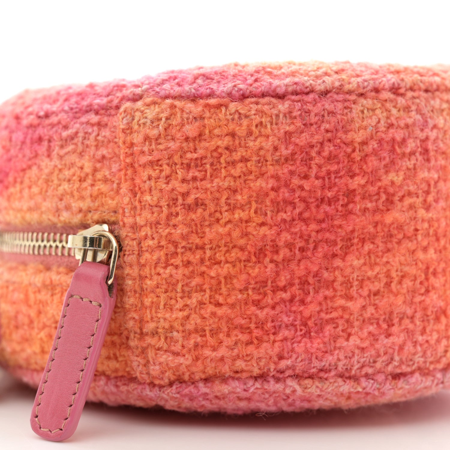 Chanel Tweed Quilted Chanel 19 Round Clutch With Chain Coral Pink 9 of 10