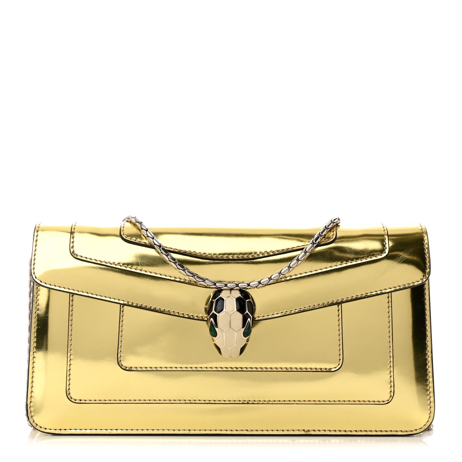 Bulgari Metallic Calfskin Serpenti Forever Bag Gold 1 of 9