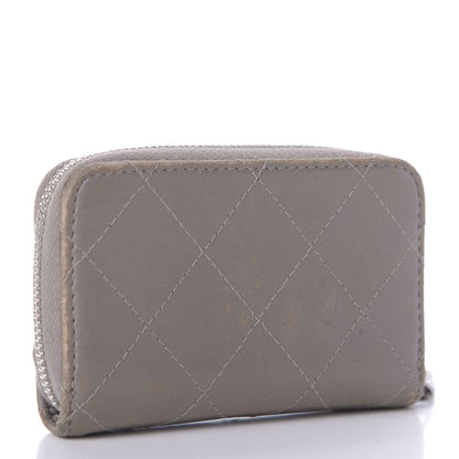 Chanel Calfskin Resin Quilted Zip Around Coin Purse Grey 3 of 9