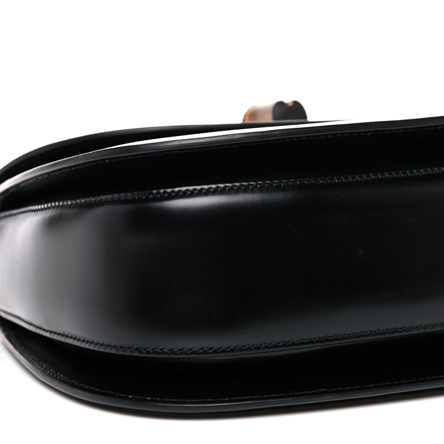 Calfskin Frame Print Bamboo Top Handle Bag Black