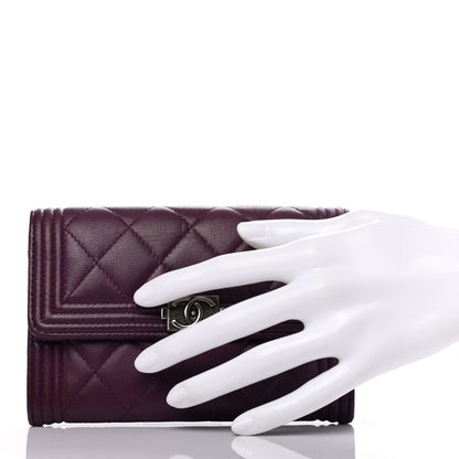 Chanel Lambskin Quilted Medium Boy Flap Wallet Purple 2 of 9