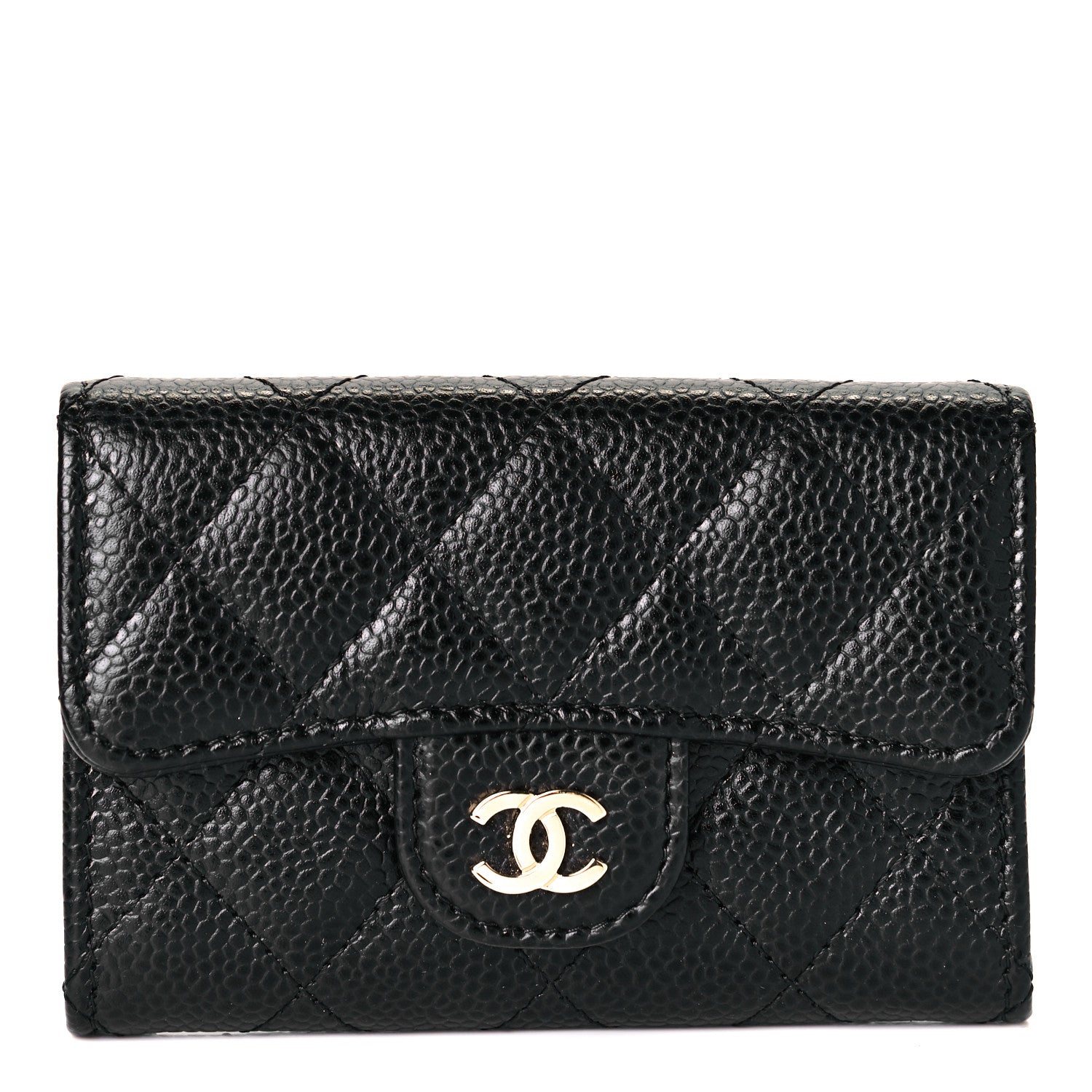 Chanel Caviar Quilted Flap Card Holder Wallet Black 1 of 8