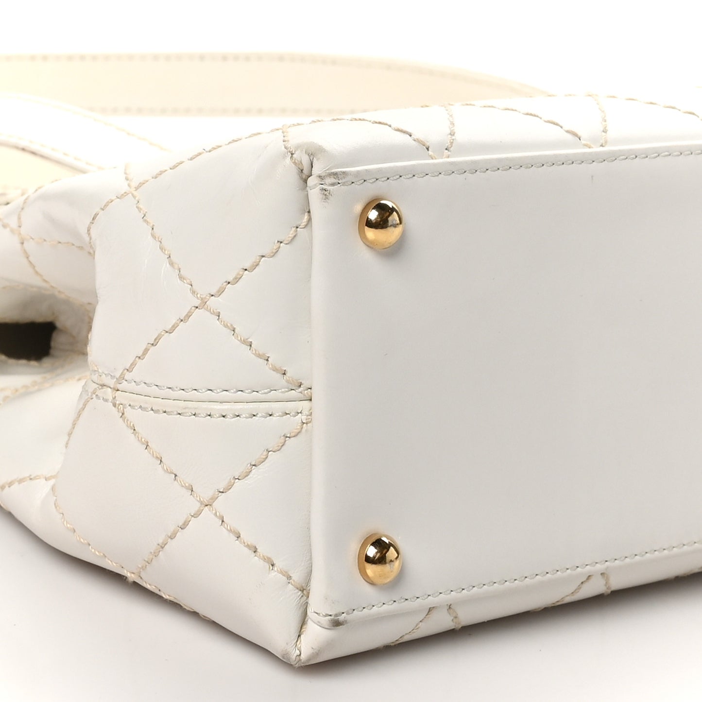 Calfskin Wild Stitch Shoulder Bag White