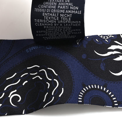 Hermes Silk Festival Des Amazones Bandana Fringed Twilly Bleu Black 4 of 4