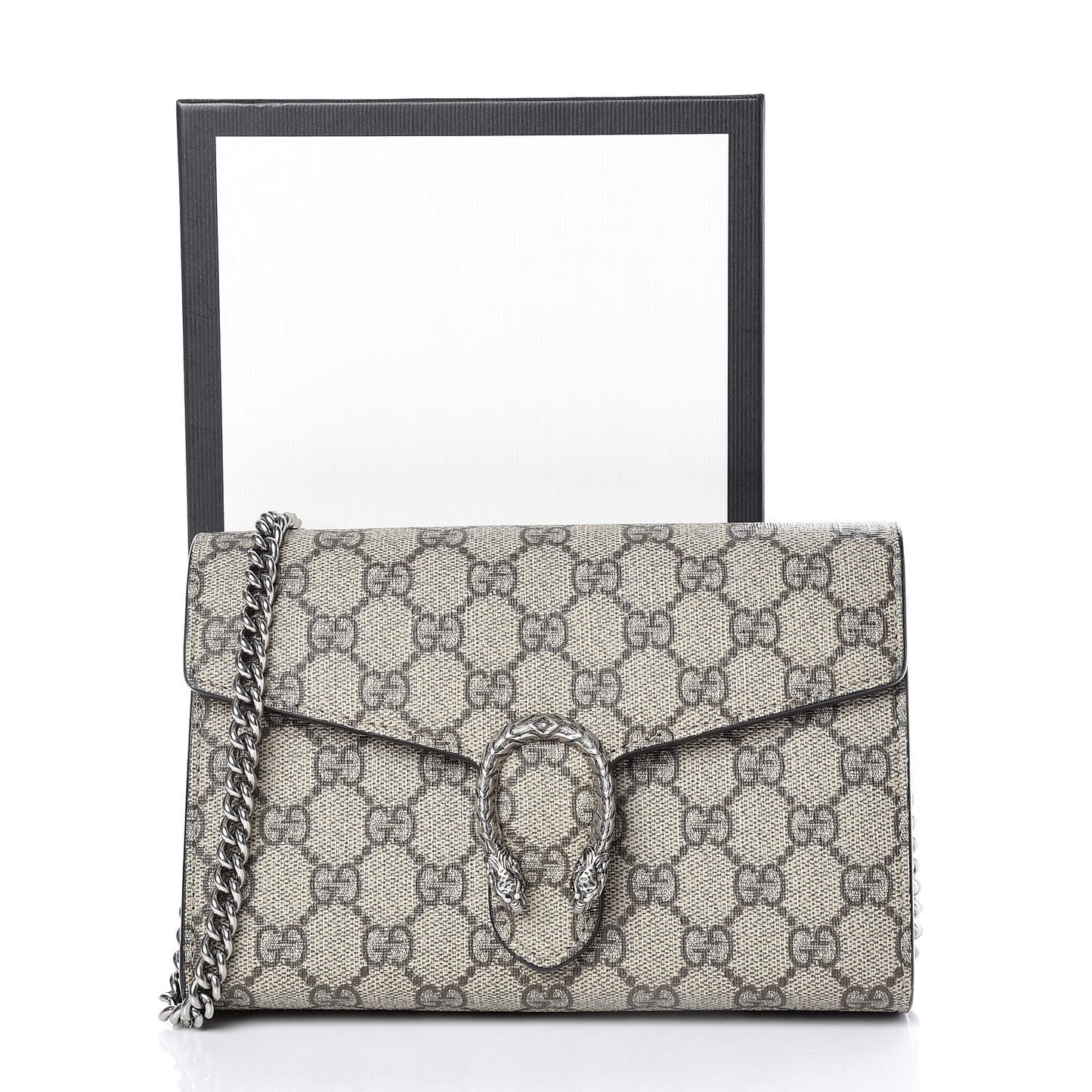 GG Supreme Monogram Mini Dionysus Chain Wallet Beige Black