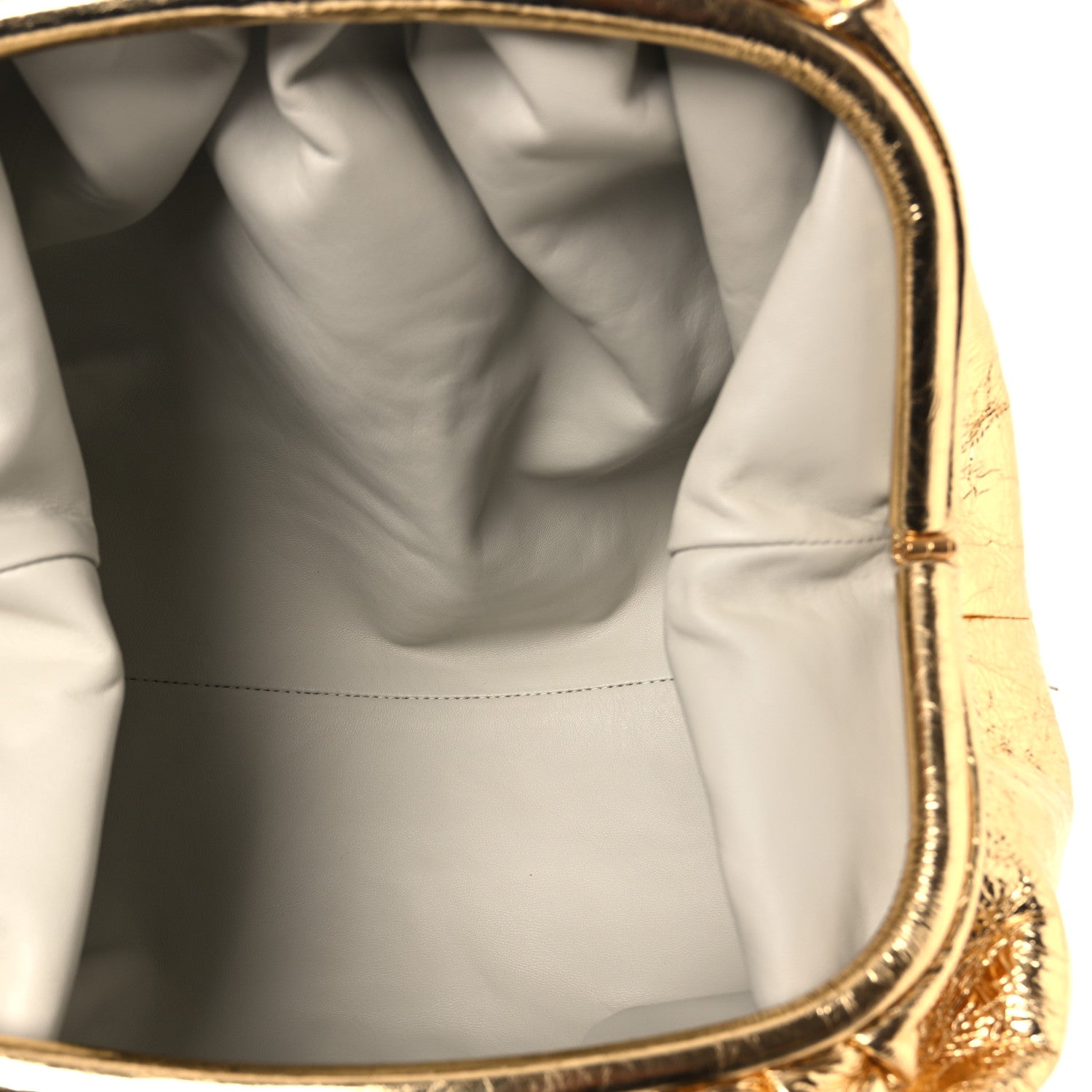 Bottega Veneta Metallic Crinkled Lambskin The Pouch Oversized Clutch Oro 5 of 10
