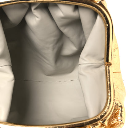Bottega Veneta Metallic Crinkled Lambskin The Pouch Oversized Clutch Oro 5 of 10
