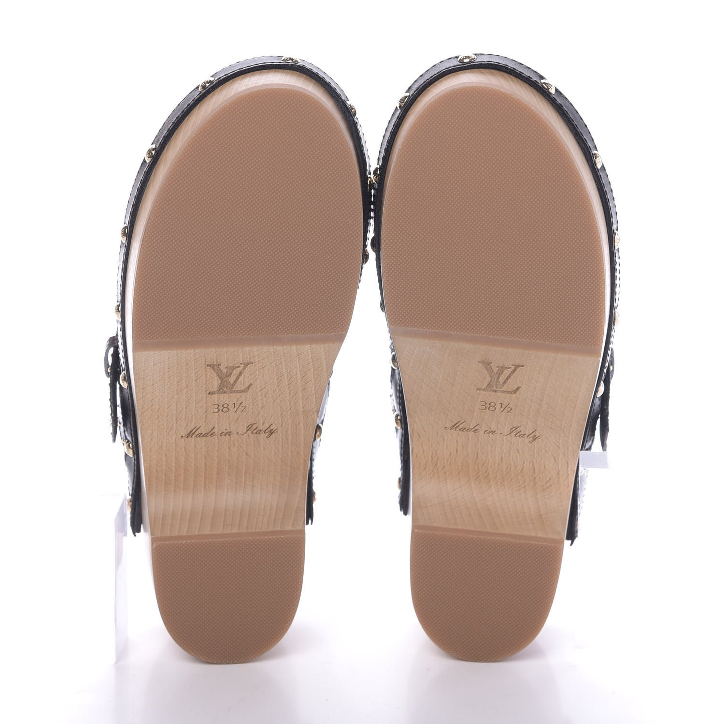 Calfskin Patent Monogram Cottage Clog Mules 38.5 Black