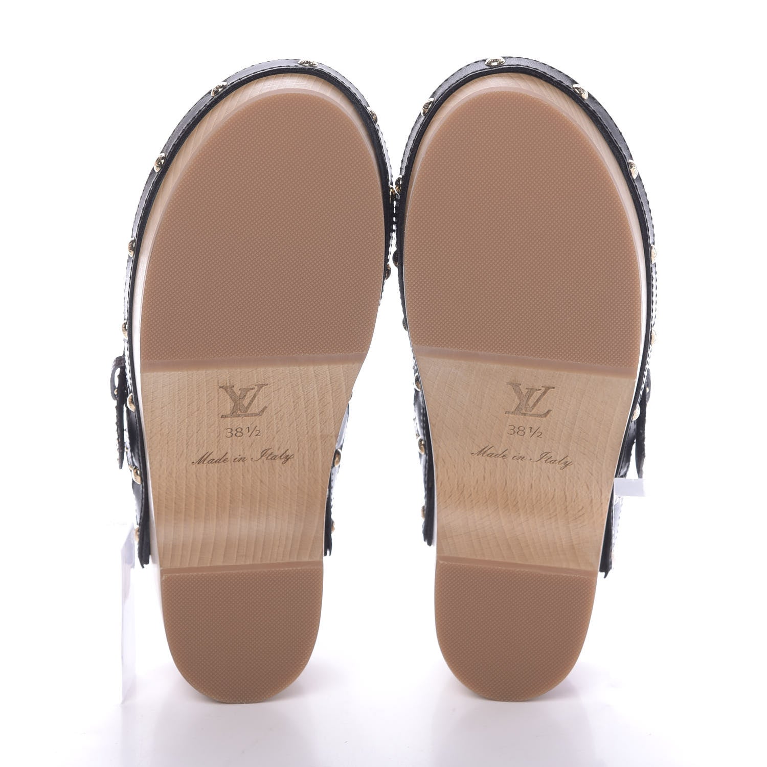 Louis Vuitton Calfskin Patent Monogram Cottage Clog Mules 38.5 Black 7 of 11