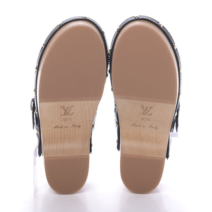 Louis Vuitton Calfskin Patent Monogram Cottage Clog Mules 38.5 Black 7 of 11