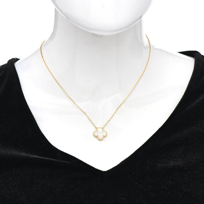 Van Cleef & Arpels 18K Yellow Gold Mother of Pearl Vintage Alhambra Pendant Necklace 2 of 5