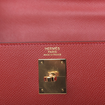 Hermes Epsom Kelly Sellier 32 Rouge Casaque 6 of 11