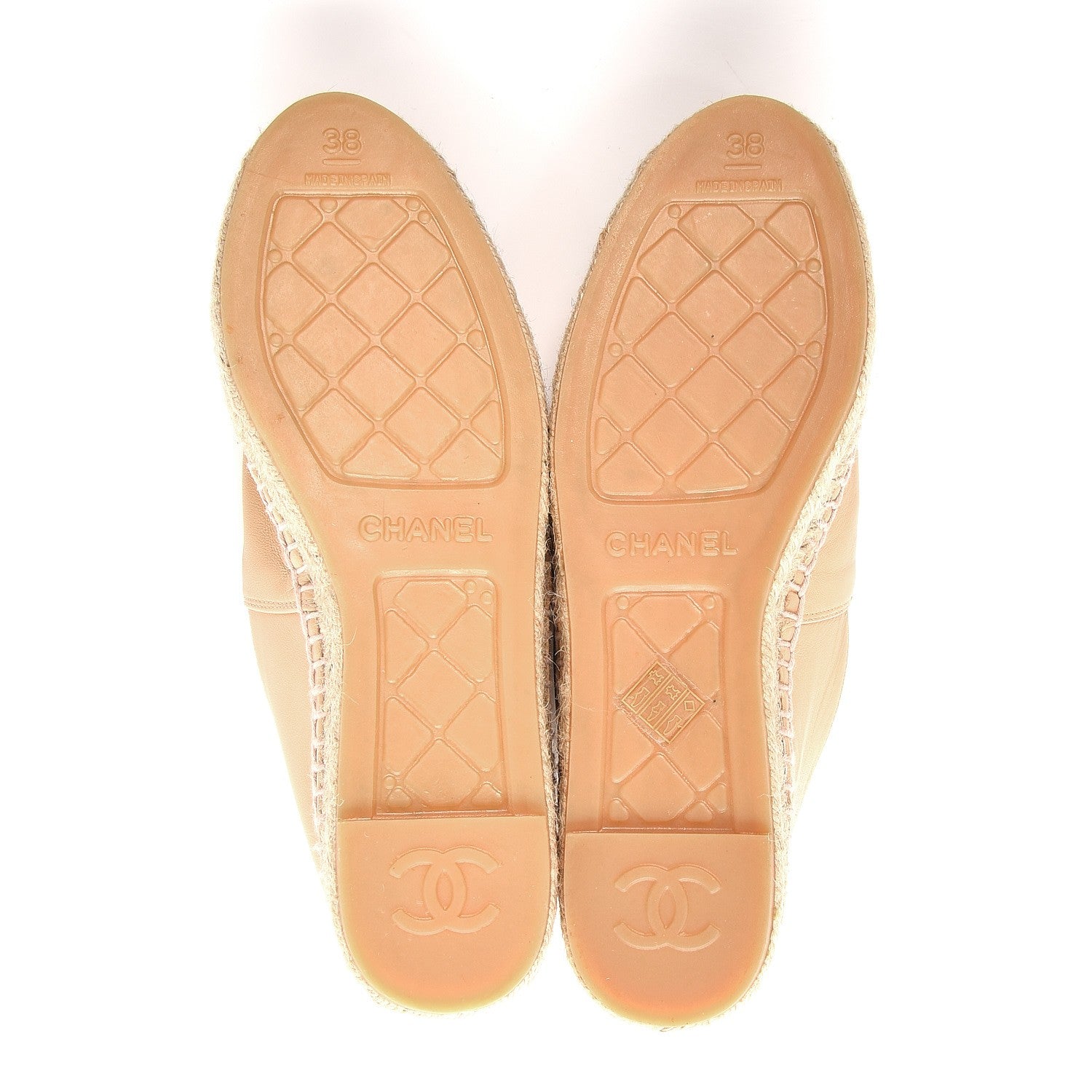 Chanel Lambskin CC Espadrilles 38 Beige Black 5 of 11