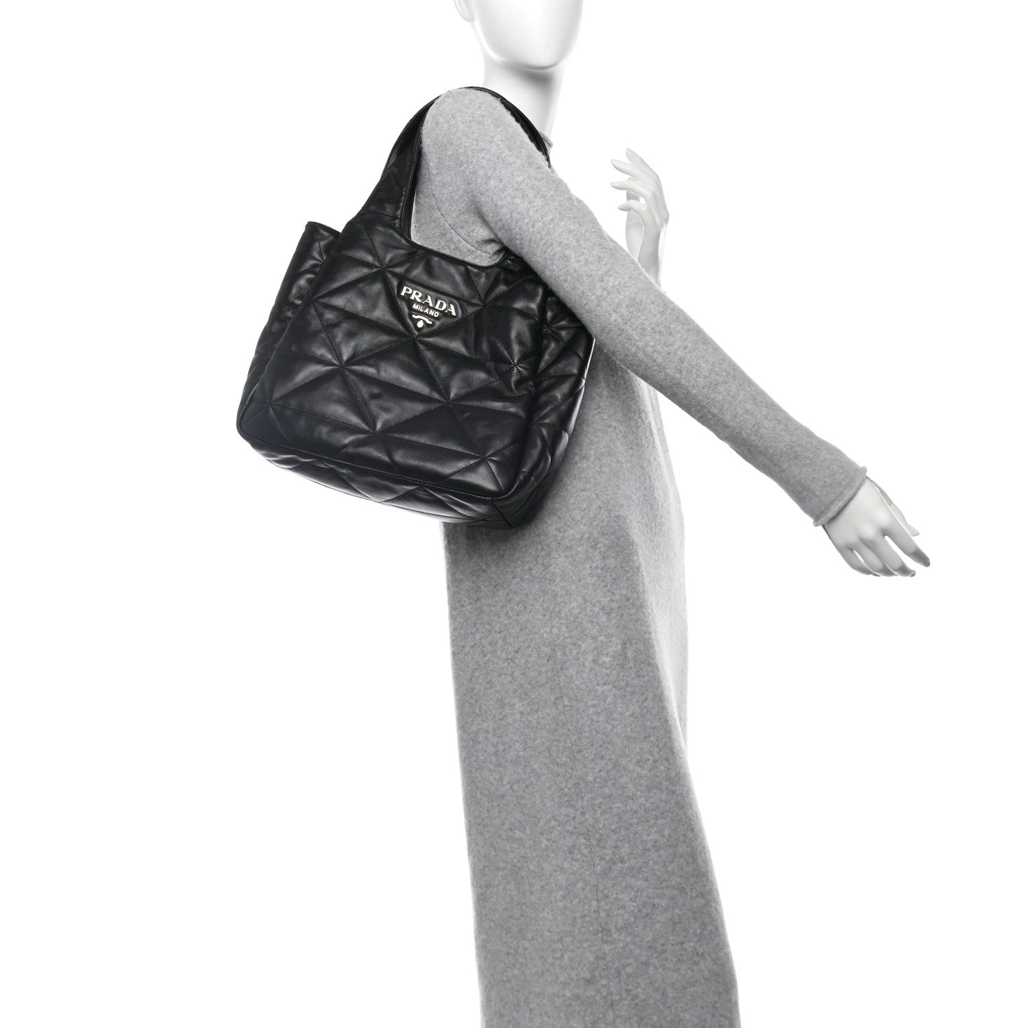 Prada Nappa Quilted Medium Dynamique Tote Black 2 of 10