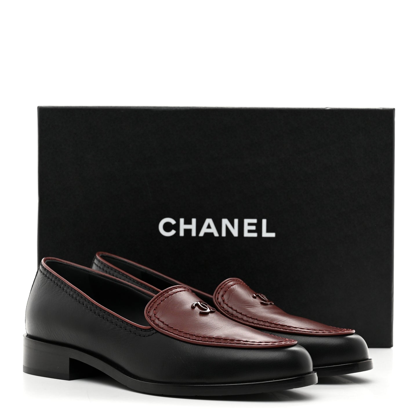 Calfskin CC Mocassin Loafers 36 Brown Black