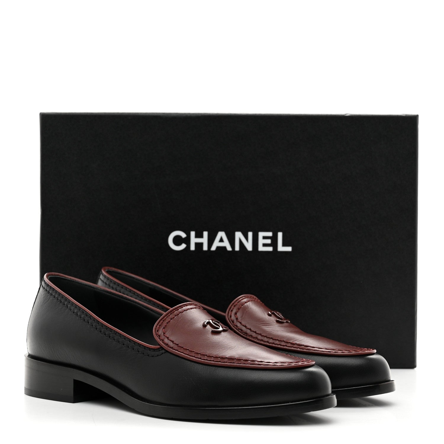 Chanel Calfskin CC Mocassin Loafers 36 Brown Black 10 of 10