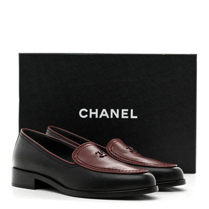 Chanel Calfskin CC Mocassin Loafers 36 Brown Black 10 of 10