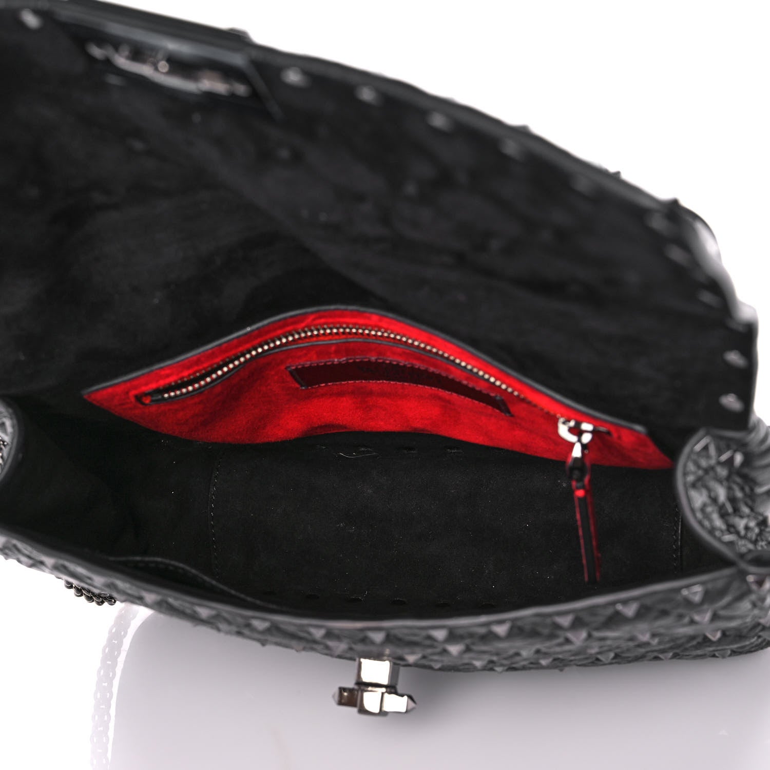 Valentino Garavani Craquele Nappa Large Rockstud Spike Shoulder Bag Black 5 of 9