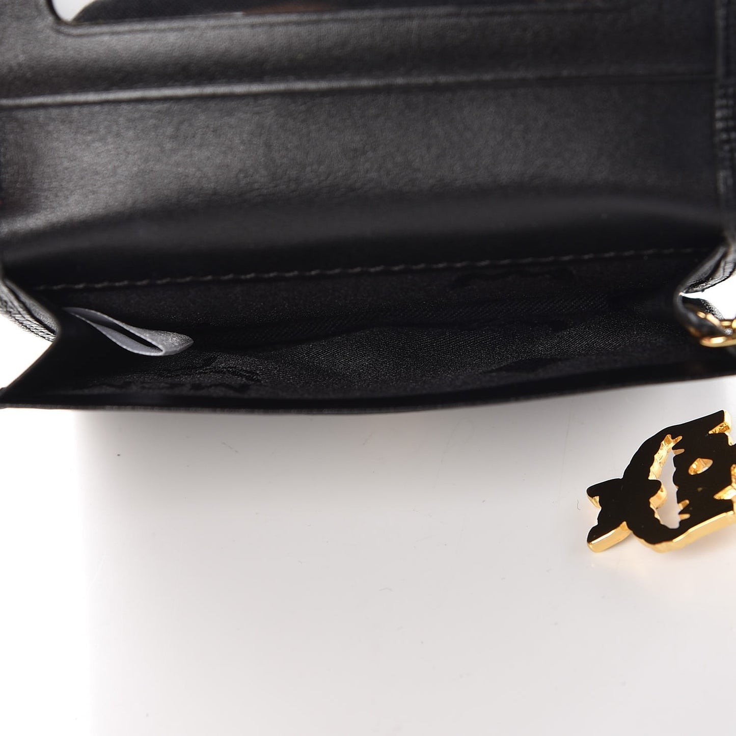 Calfskin Embellished Card Holder Black