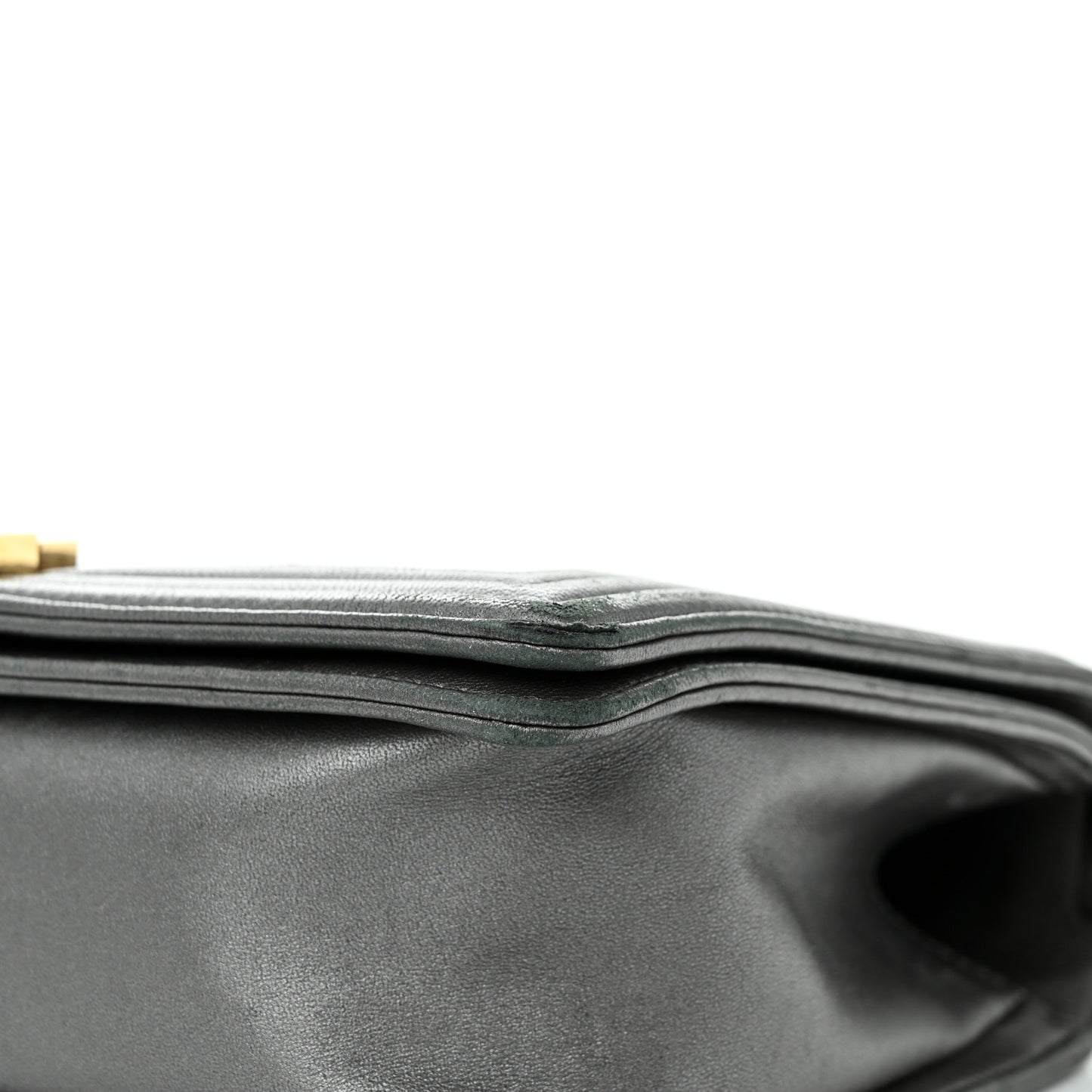 Metallic Lambskin Embossed Large Boy Cube Flap
