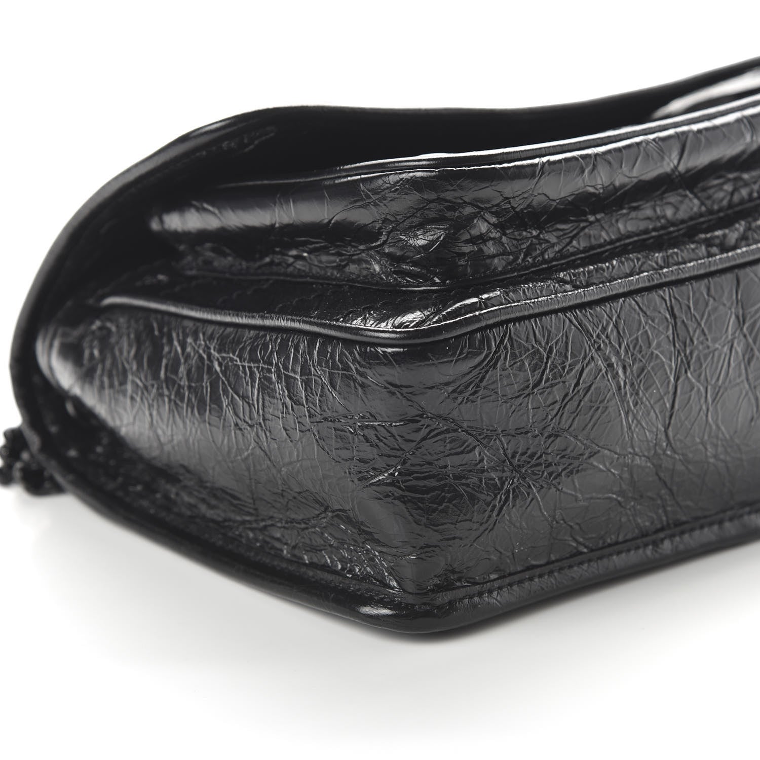 Saint Laurent Crinkled Calfskin Matelasse Monogram Baby Niki Chain Satchel Black 5 of 9