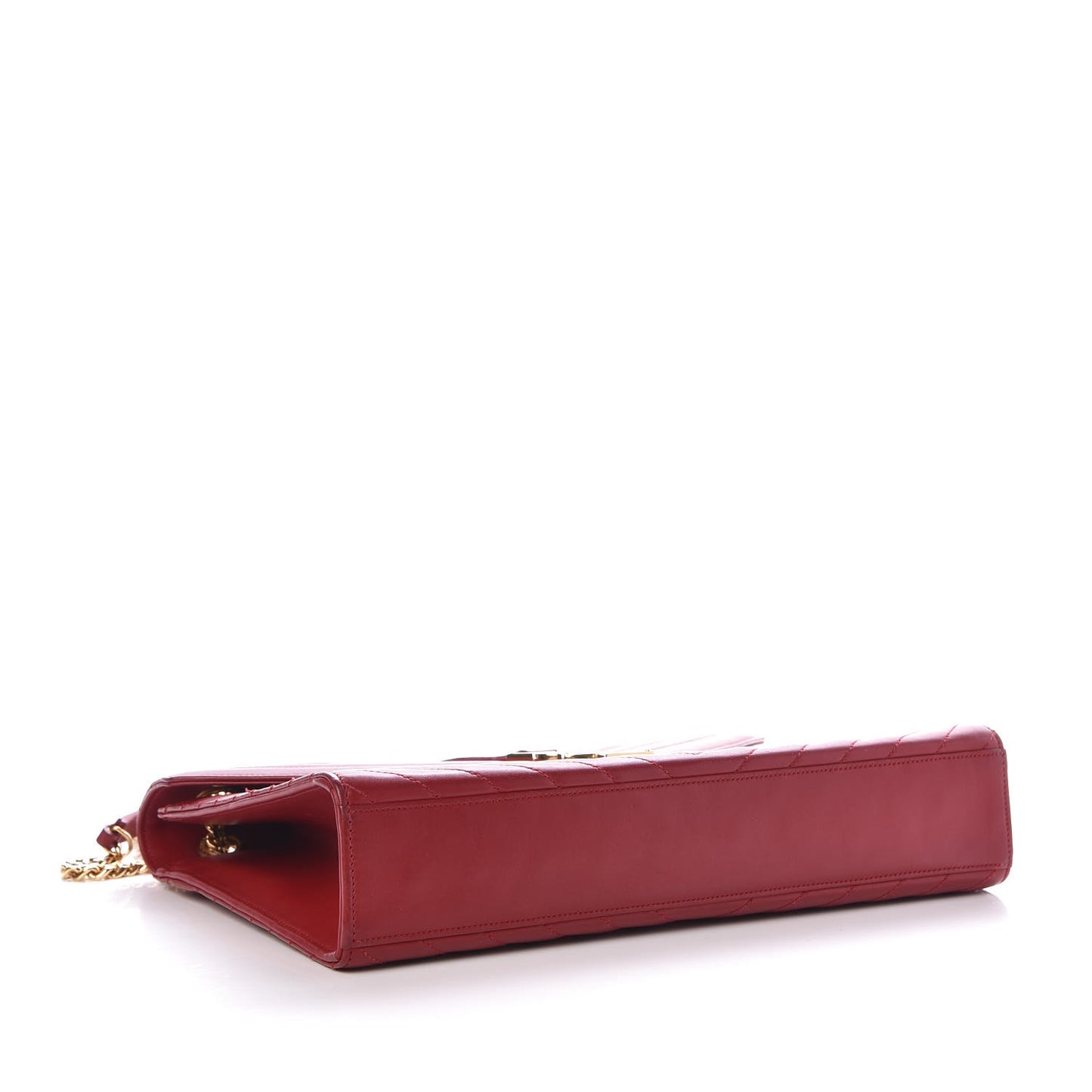 Lambskin Matelasse Chevron Large Monogram Satchel Red