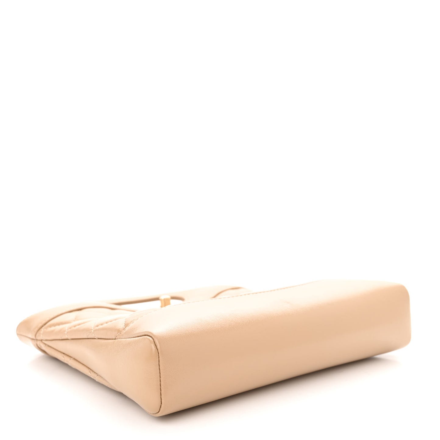 Shiny Crumpled Calfskin Quilted Mini 31 Shopping Bag Dark Beige