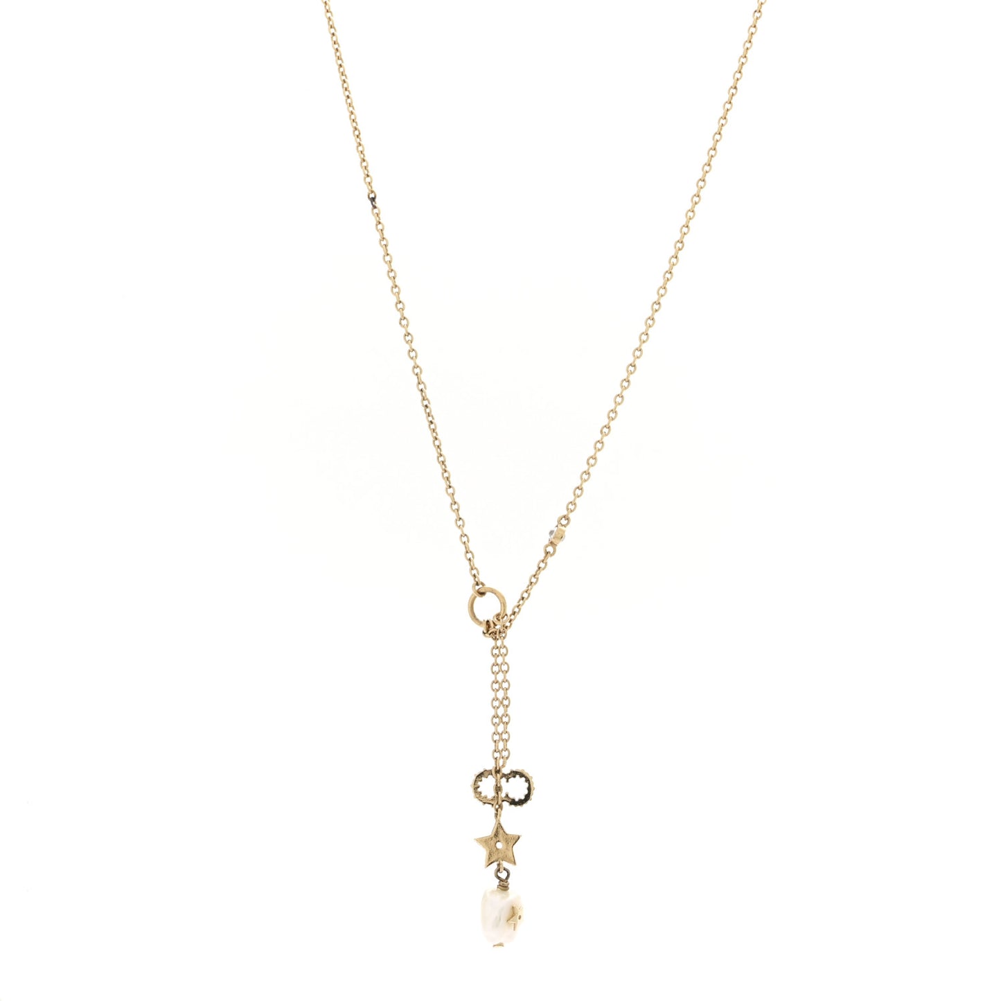 Crystal Pearl CD Shiny-D Tribal Long Necklace Gold