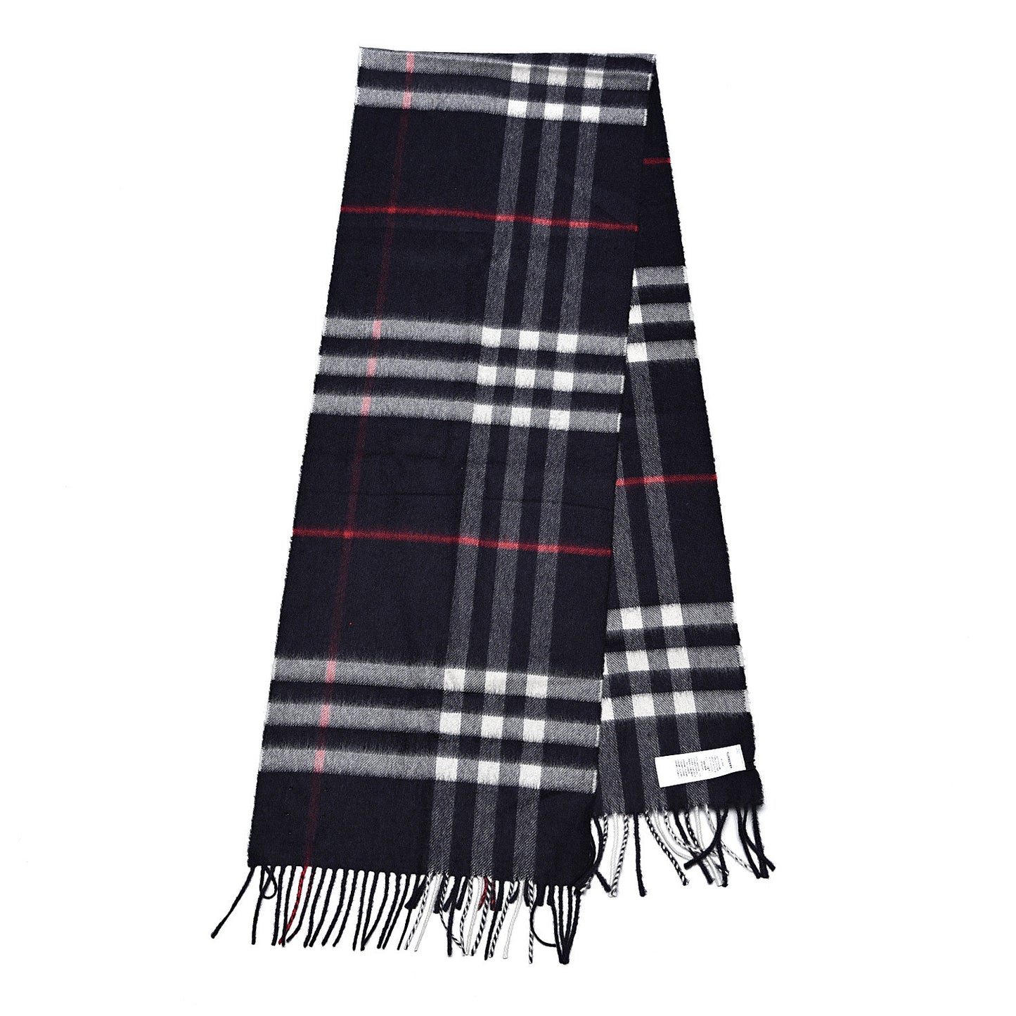 Cashmere Giant Check Scarf Navy