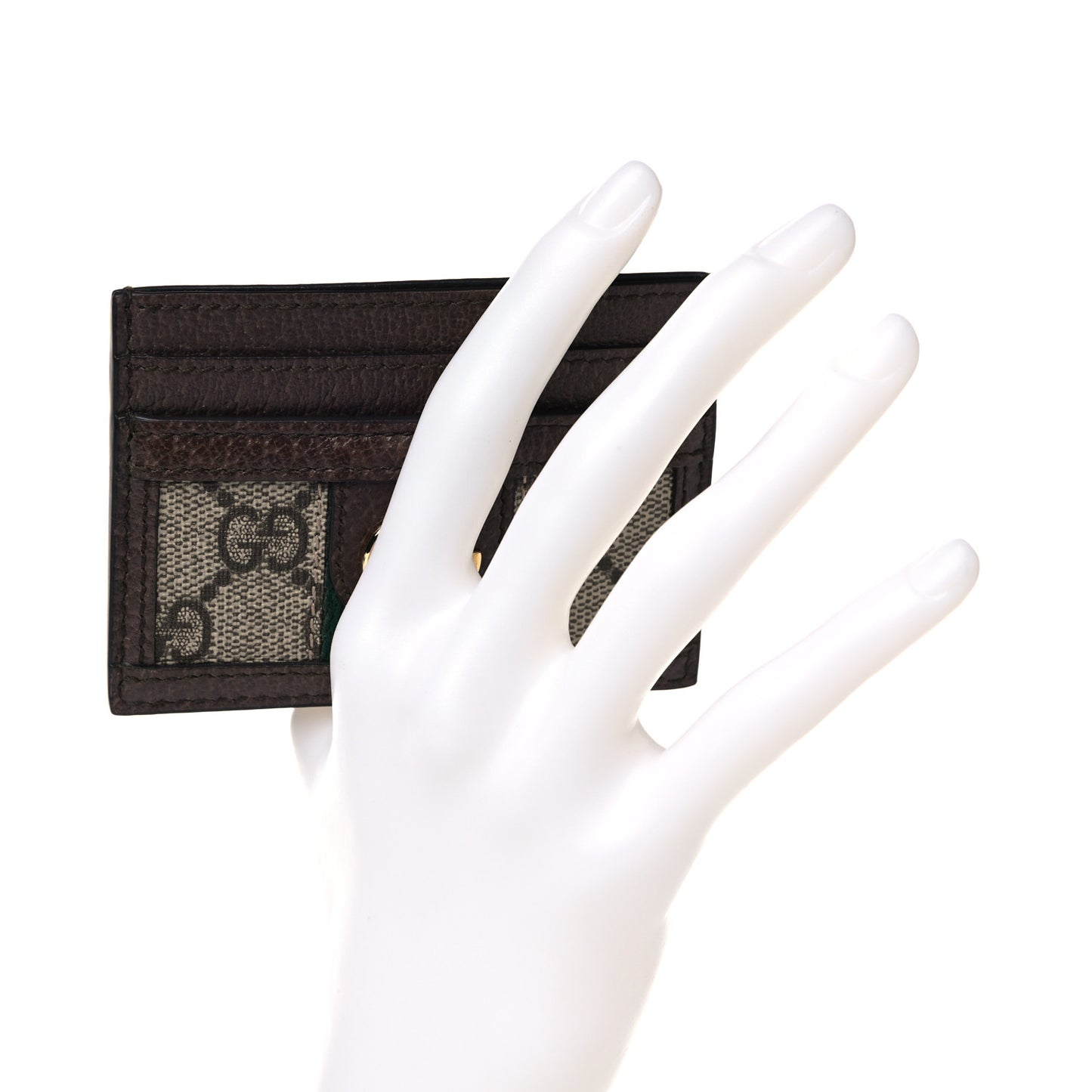 GG Supreme Monogram Ophidia Card Holder Brown