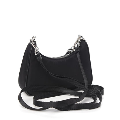 Prada Tessuto Nylon Mini Re-Edition 2000 Shoulder Bag Black 2 of 9