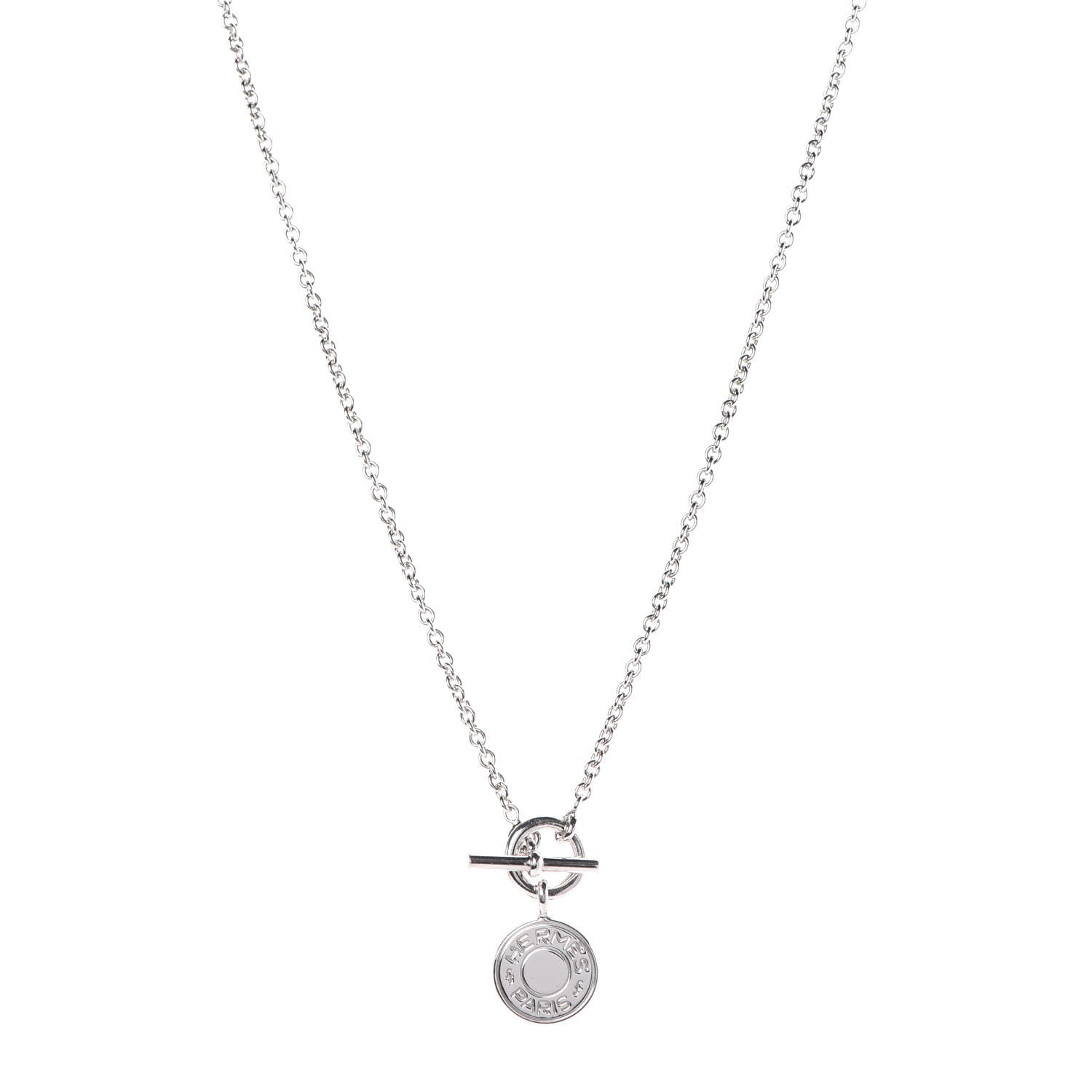 Hermes Sterling Silver Amulettes H Confettis Pendant Necklace 1 of 7