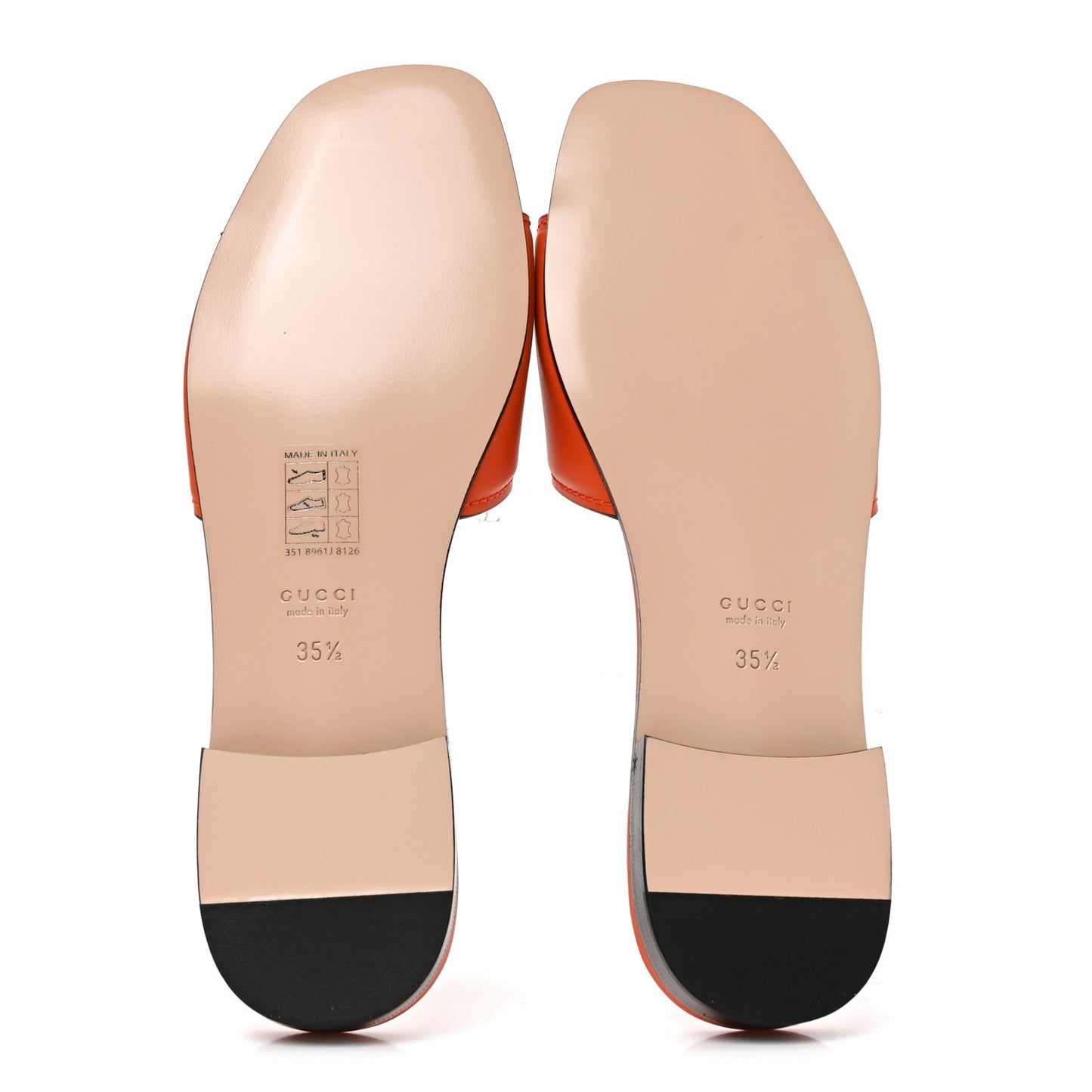 Cosmos Softy Calfskin Interlocking G Cut Out Slide Sandals 35.5 Deep Orange
