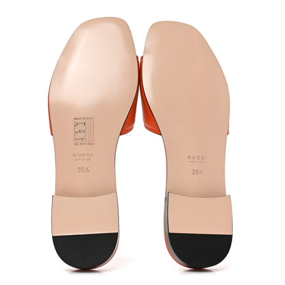 Gucci Cosmos Softy Calfskin Interlocking G Cut Out Slide Sandals 35.5 Deep Orange 6 of 8