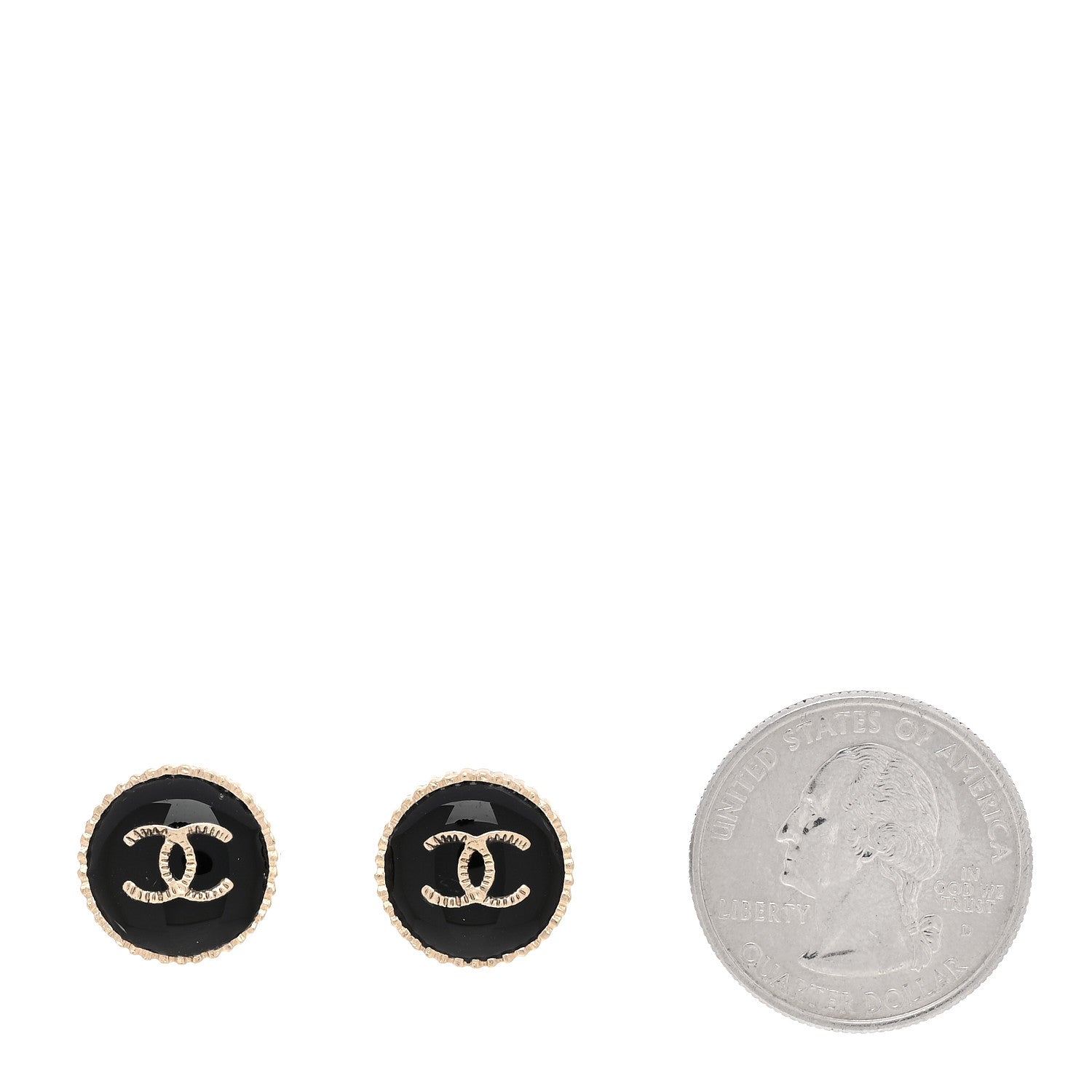 Chanel Metal Enamel CC Round Earrings Gold Black 2 of 4
