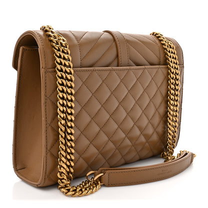 Saint Laurent Lambskin Mixed Matelasse Triquilt Medium Monogram Satchel Dark Cork 3 of 14