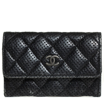 Chanel Lambskin Perforated Quilted Card Holder Black 1 of 9