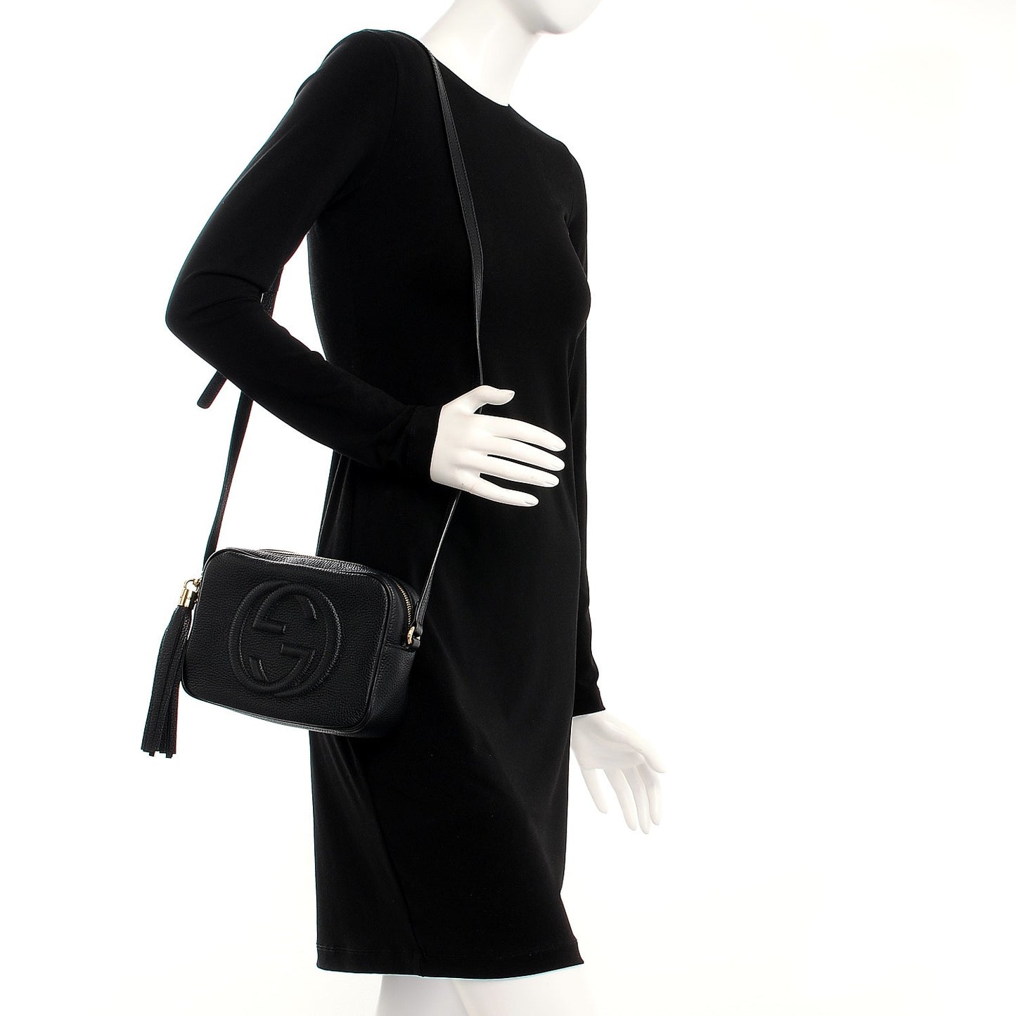 Pebbled Calfskin Small Soho Disco Bag Black