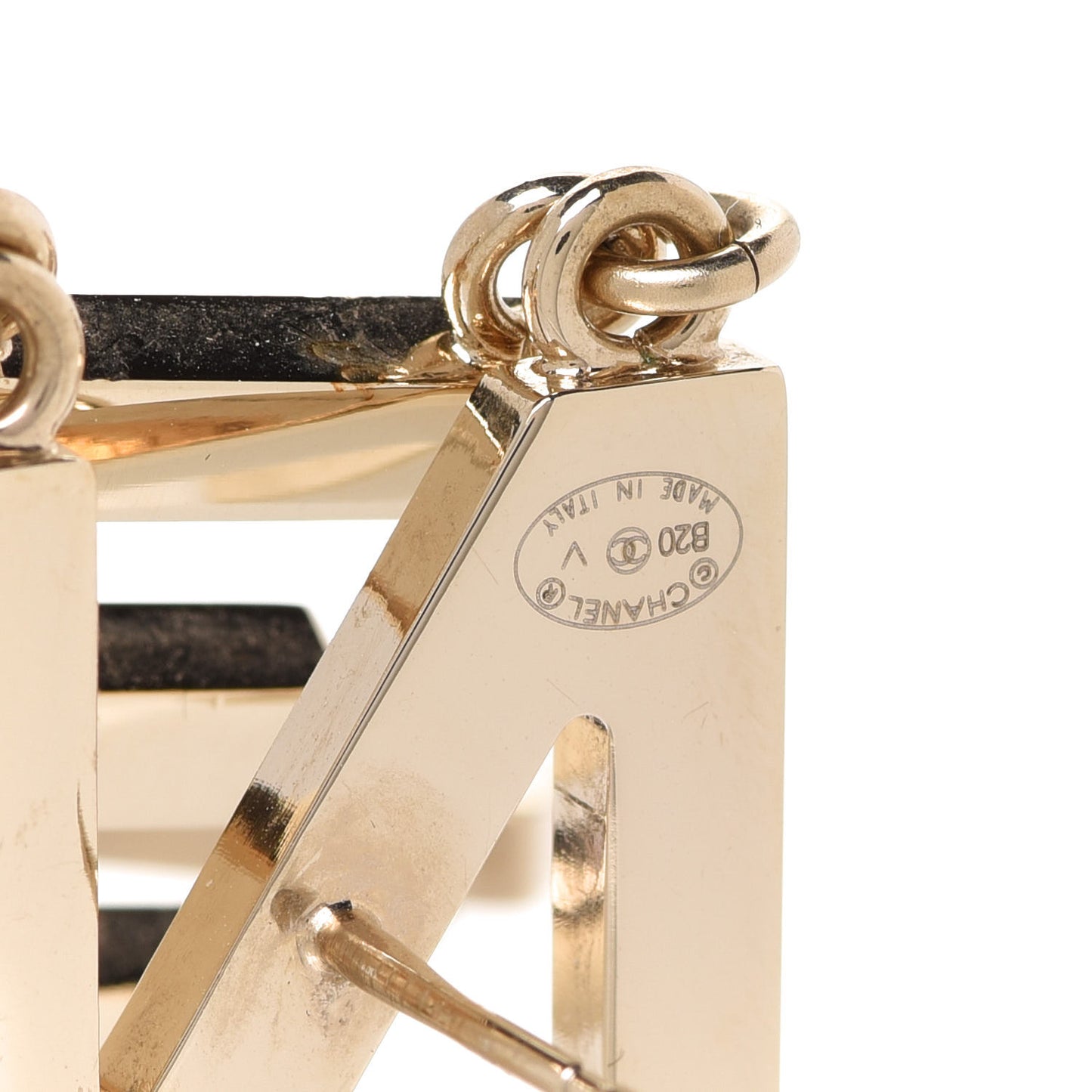 Metal Cha-Nel Logo Drop Earrings Gold