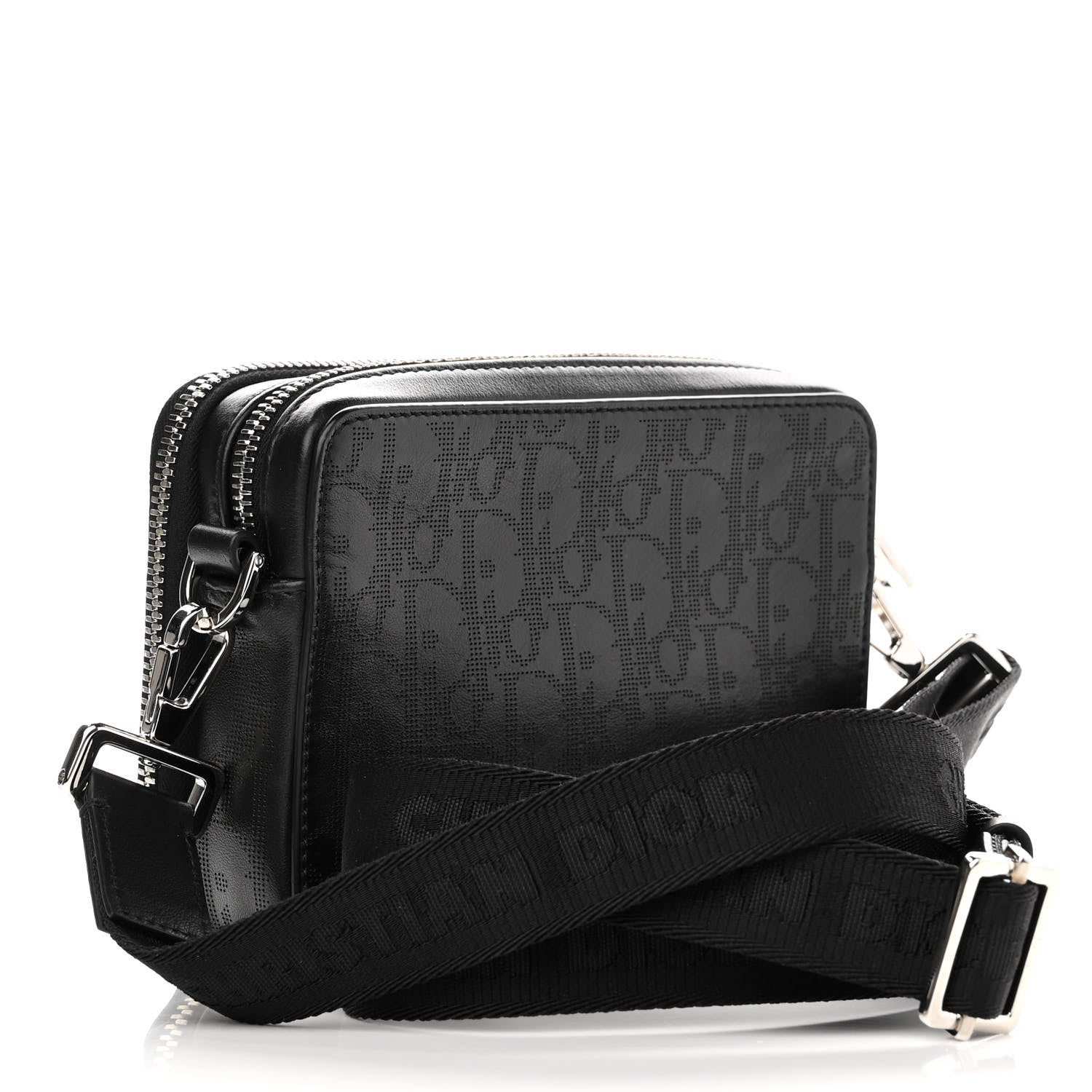 Christian Dior Calfskin Oblique Galaxy Perforated Messenger Black Multicolor 3 of 12