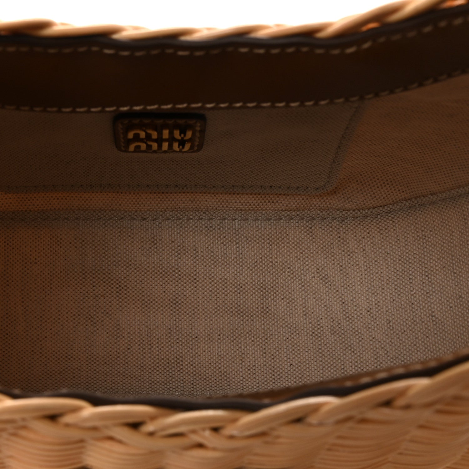 Miu Miu Wicker Wander Hobo Tan 5 of 10