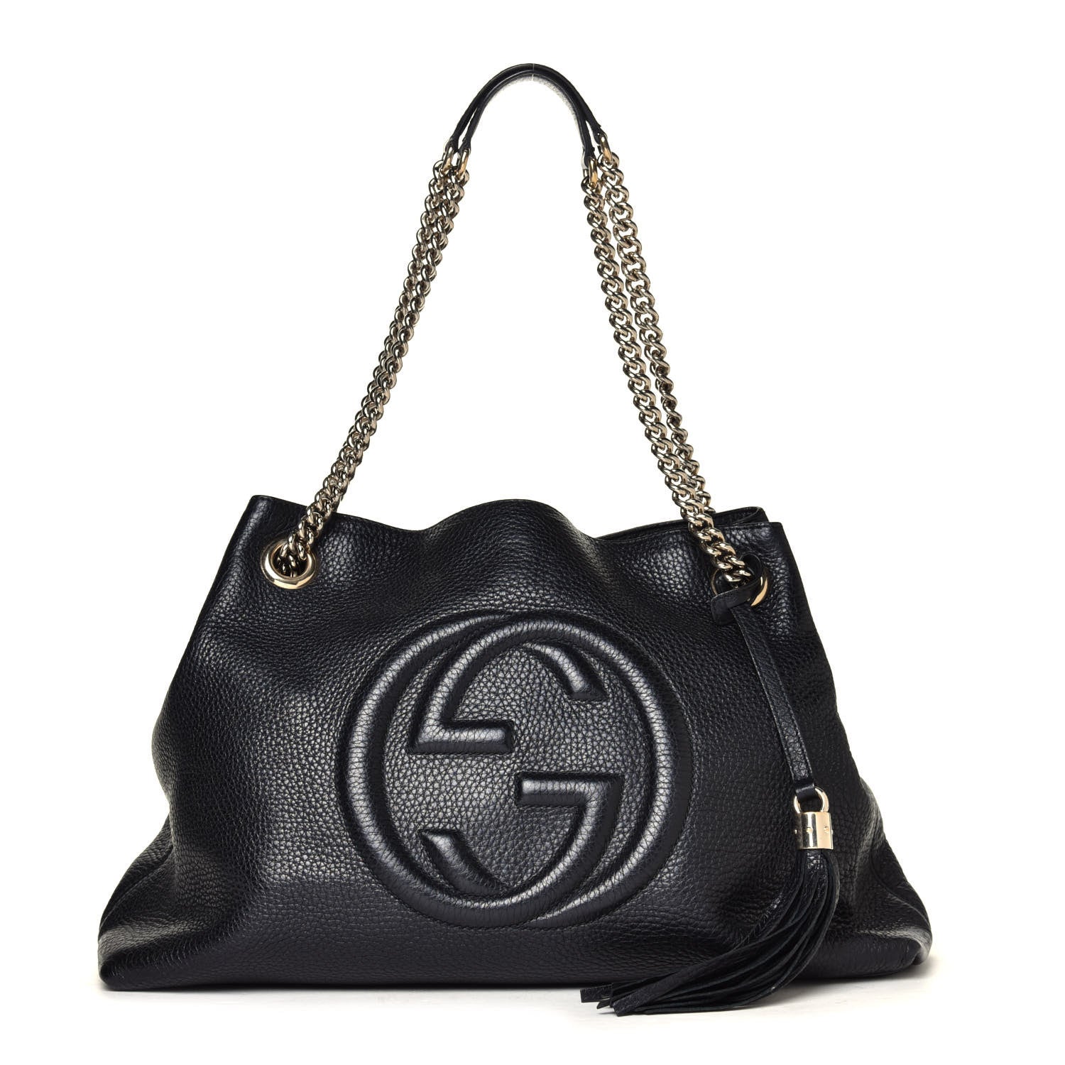Gucci Pebbled Calfskin Medium Soho Chain Shoulder Bag Black 2 of 8