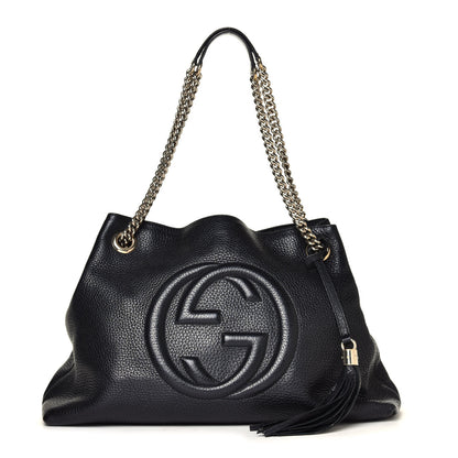 Gucci Pebbled Calfskin Medium Soho Chain Shoulder Bag Black 2 of 8