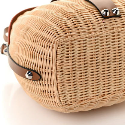 Prada Wicker City Calfskin Shoulder Bag Naturale Cognac 9 of 11