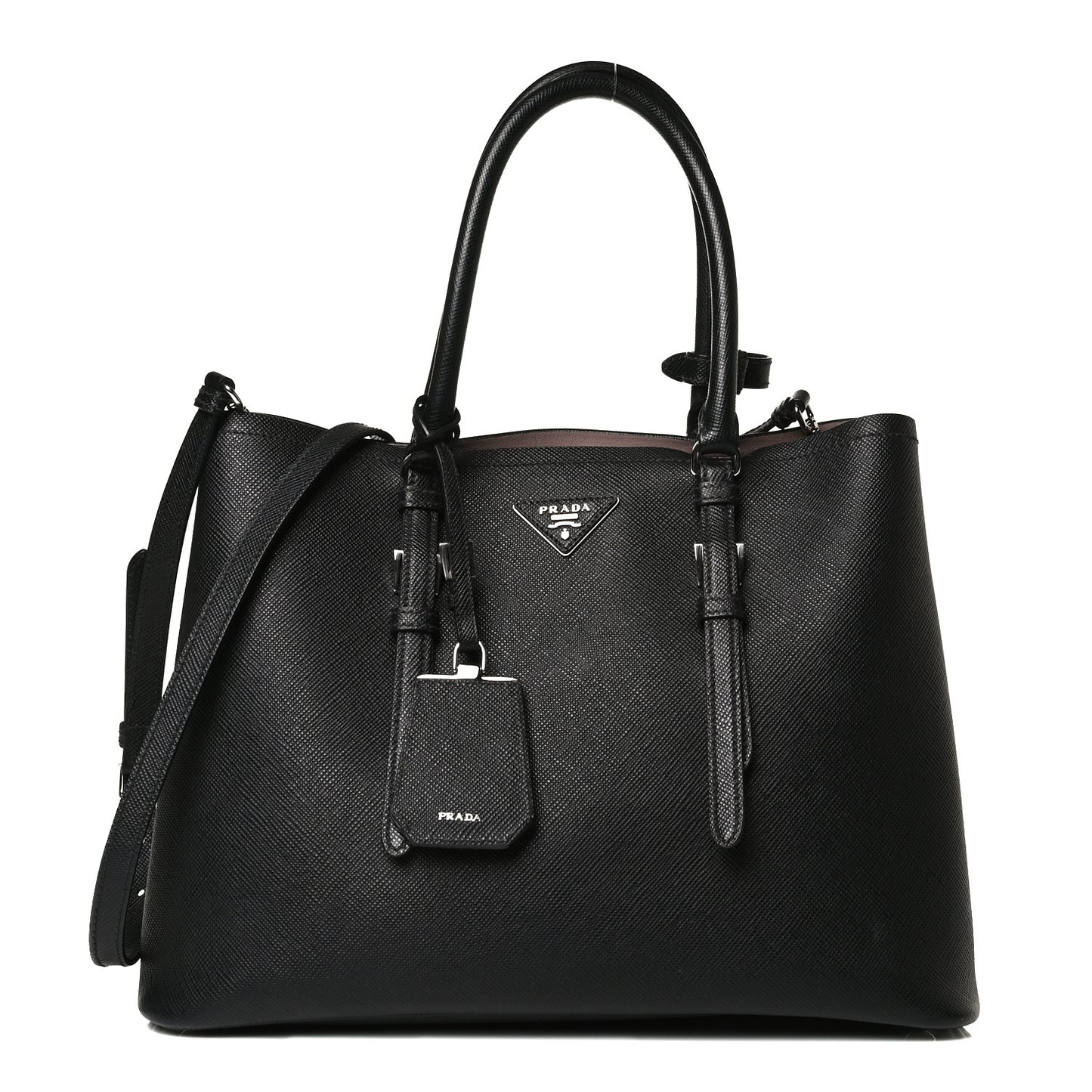 Saffiano Cuir Large Double Bag Black Mughetto