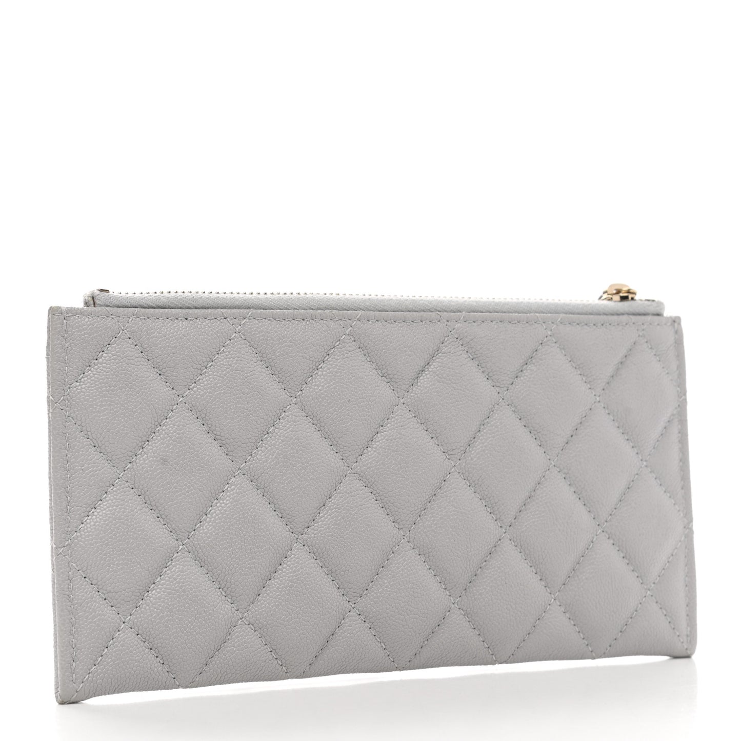 Caviar Quilted Classic Zip Boy Pouch Grey