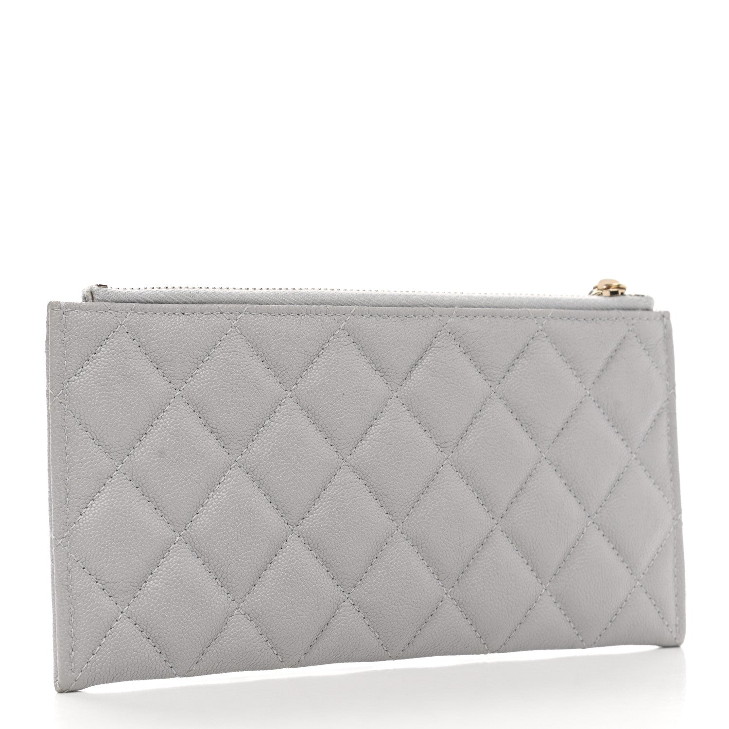 Chanel Caviar Quilted Classic Zip Boy Pouch Grey 3 of 8